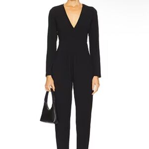 BOBI BLACK V-NECK JUMPSUIT